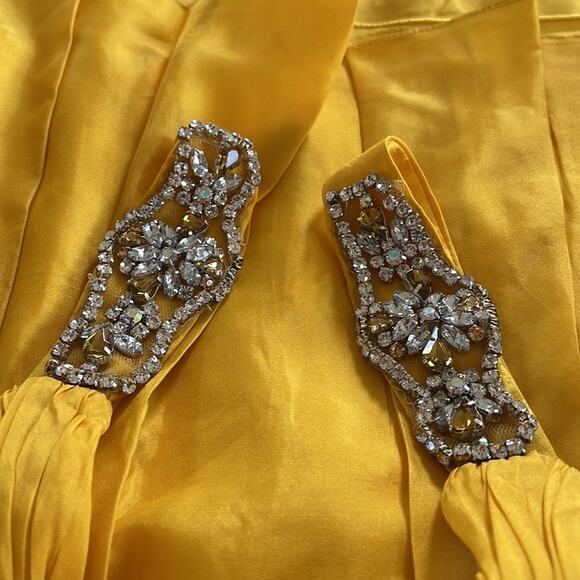 Interlude Couture Collection Silk Yellow Dress Size 8 - Picture 13 of 14